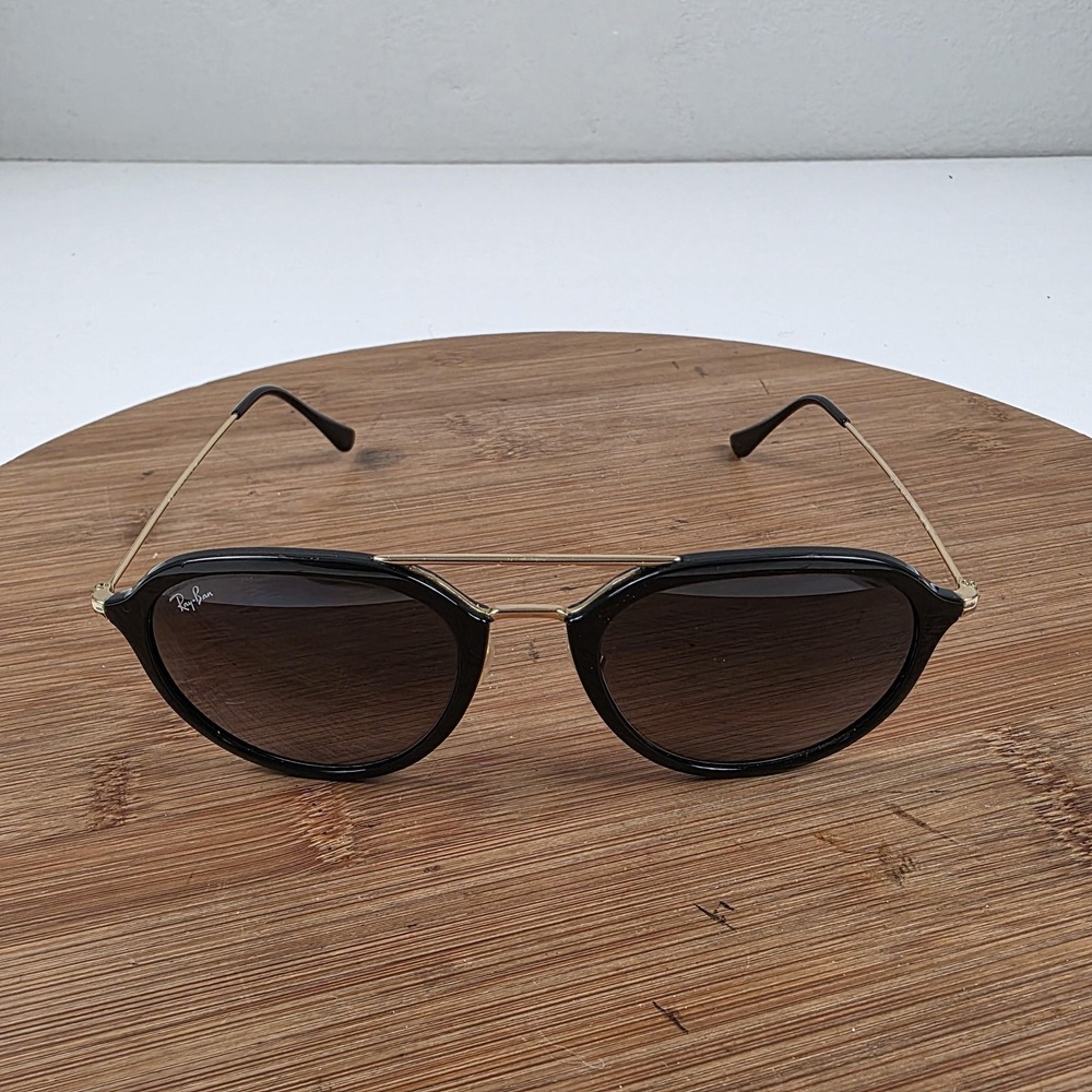 Ray-Ban RB 4258 Sunglasses Mens 53-21-145 Black Gray Gradient Round Italy 601/71
